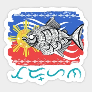 Tribal line Art Fish / Baybayin word Tadhana (Destiny) Sticker